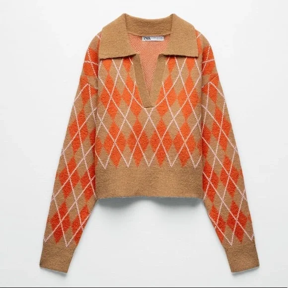 Zara Knit Argyle Sweater - Picture 13 of 16